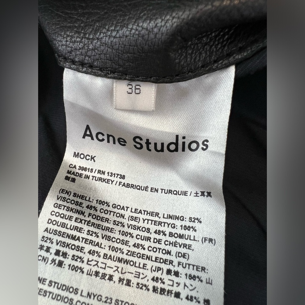 Acne Studios Black Leather Biker Jacket View 5